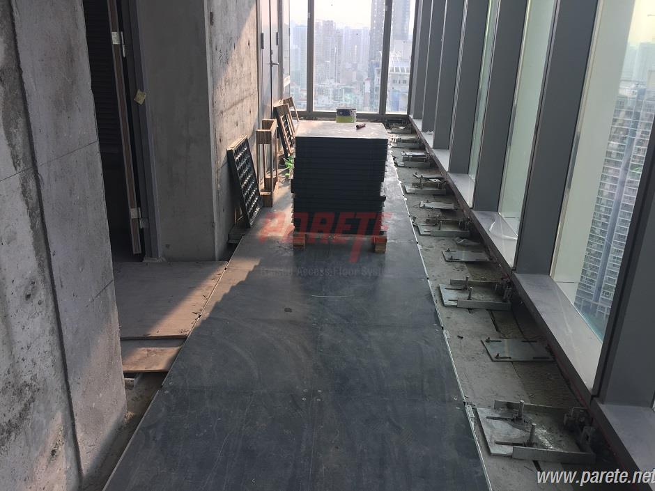  office bare finish raised floor installation